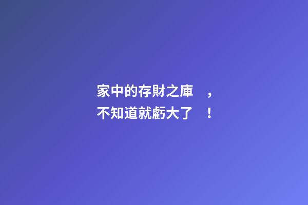 家中的存財之庫，不知道就虧大了！